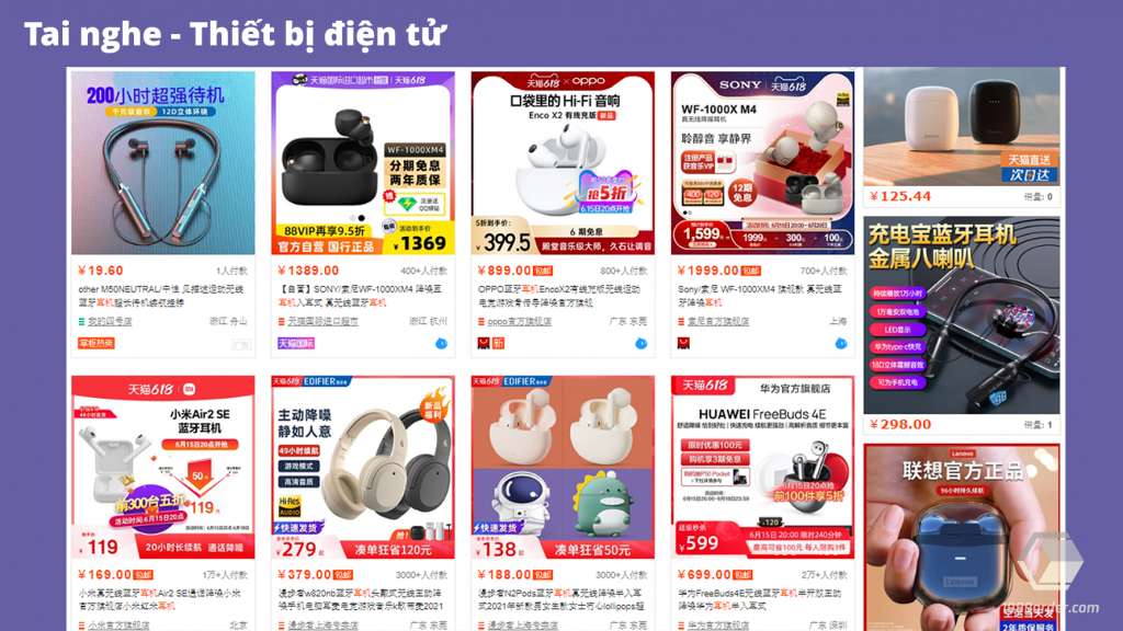 Tai nghe - mặt hàng thiết bị điện tử được săn đón trên sàn Taobao
