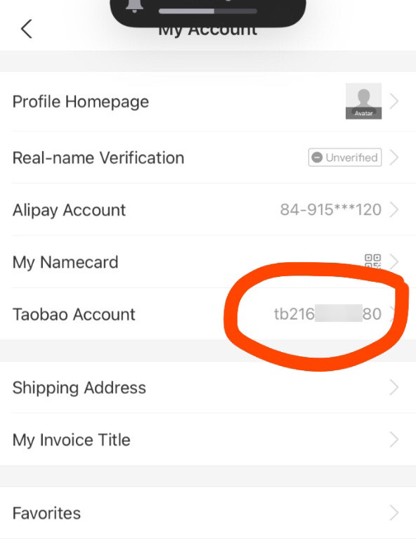 mã để đăng nhập tài khoản Taobao