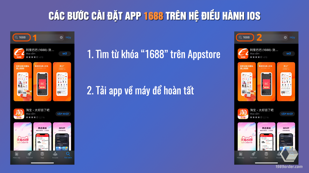 Các bước cài đặt app 1688 về IOS